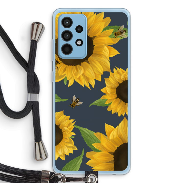 Sunflower and bees: Samsung Galaxy A52 Transparant Hoesje met koord