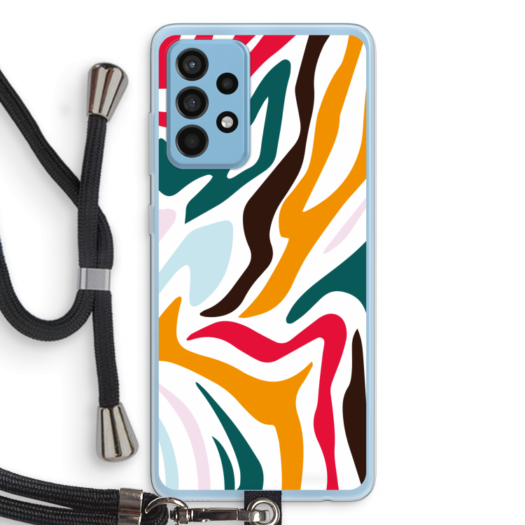 Colored Zebra: Samsung Galaxy A52 Transparant Hoesje met koord