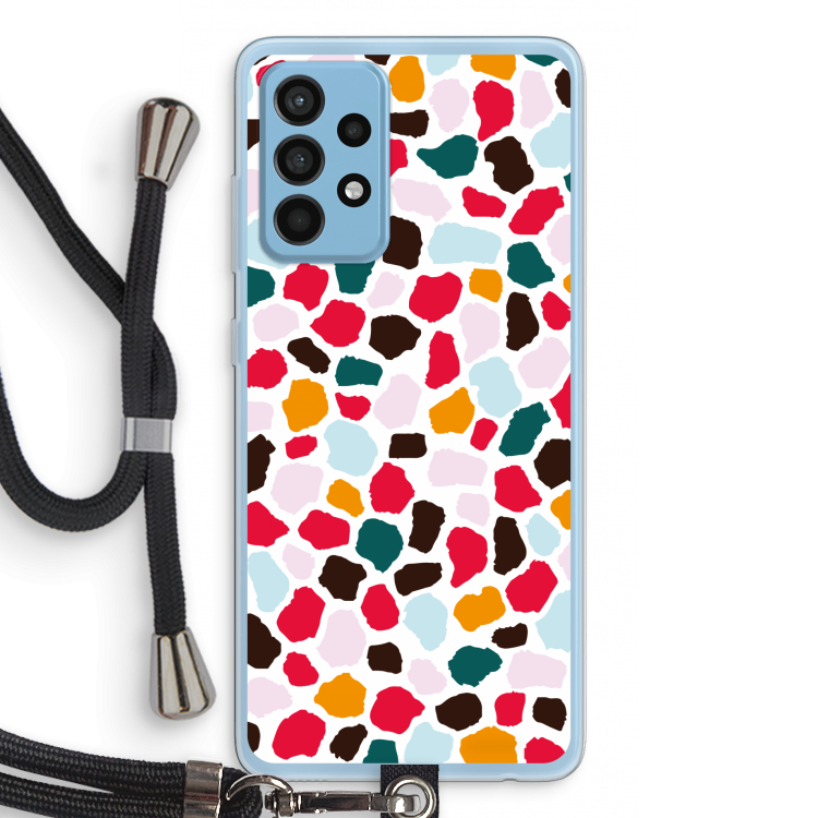 Colored Giraffe: Samsung Galaxy A52 Transparant Hoesje met koord