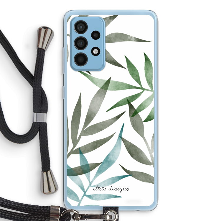 Tropical watercolor leaves: Samsung Galaxy A52 Transparant Hoesje met koord