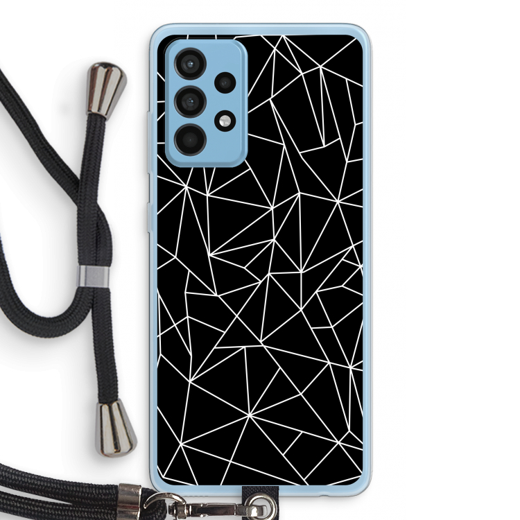 Geometrische lijnen wit: Samsung Galaxy A52 Transparant Hoesje met koord