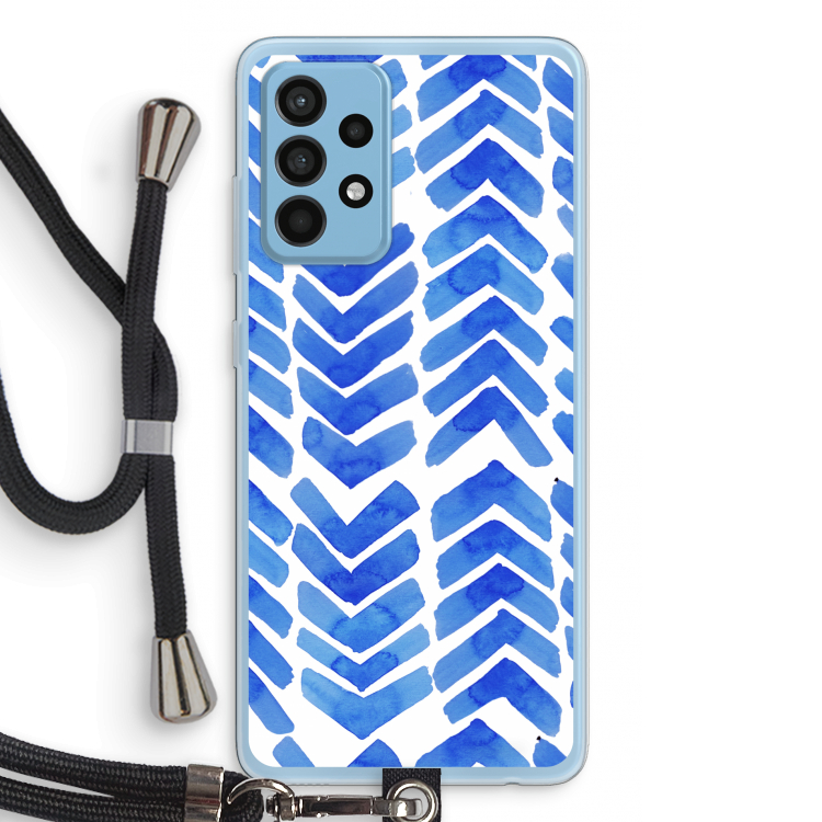 Blauwe pijlen: Samsung Galaxy A52 Transparant Hoesje met koord