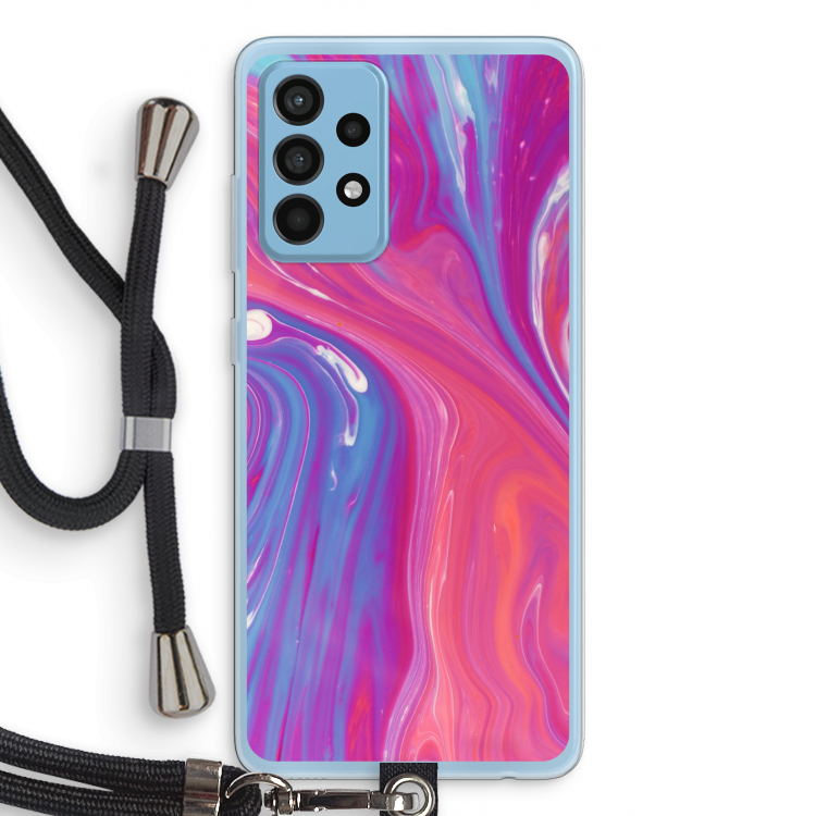 Paarse stroom: Samsung Galaxy A52 Transparant Hoesje met koord