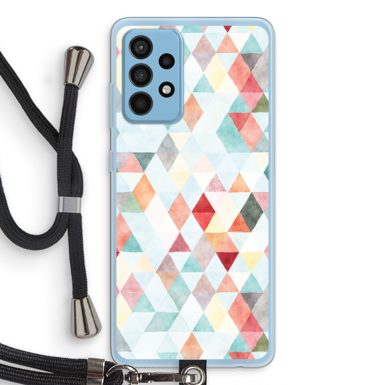 Gekleurde driehoekjes pastel: Samsung Galaxy A52 Transparant Hoesje met koord