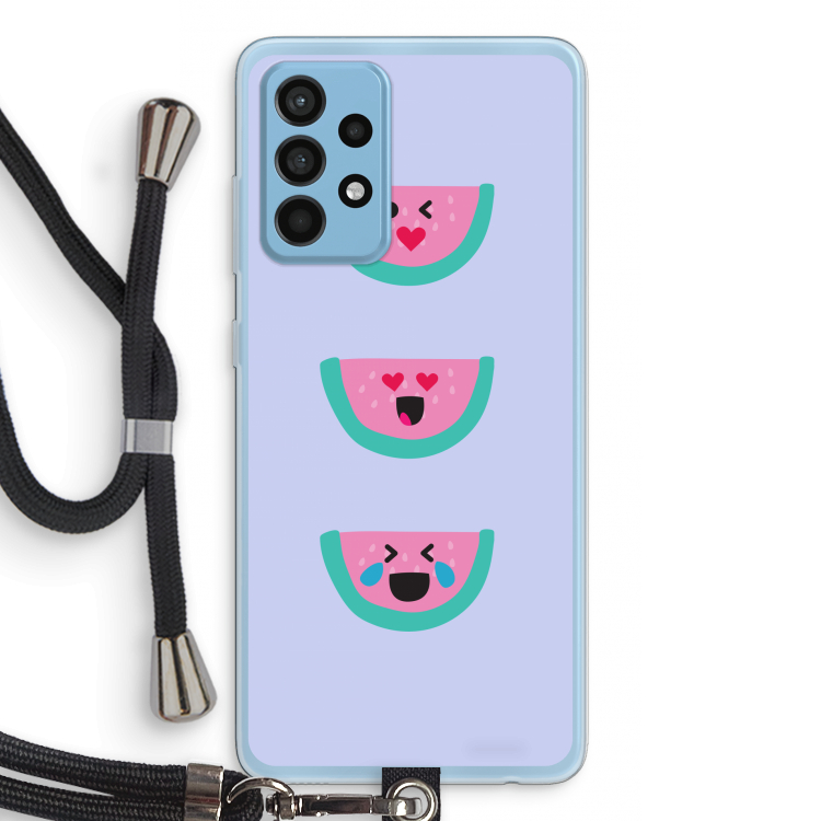 Smiley watermeloen: Samsung Galaxy A52 Transparant Hoesje met koord