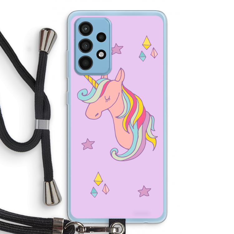 Roze eenhoorn: Samsung Galaxy A52 Transparant Hoesje met koord