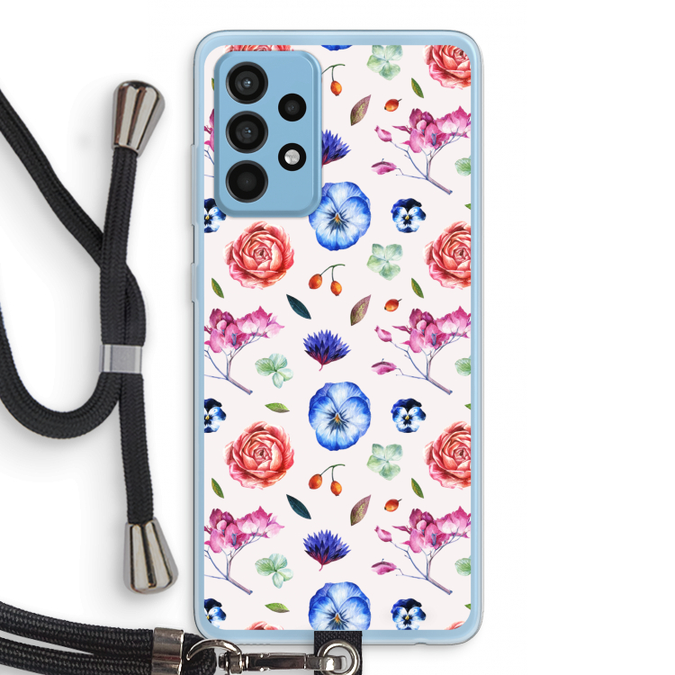 Bloemetjes: Samsung Galaxy A52 Transparant Hoesje met koord