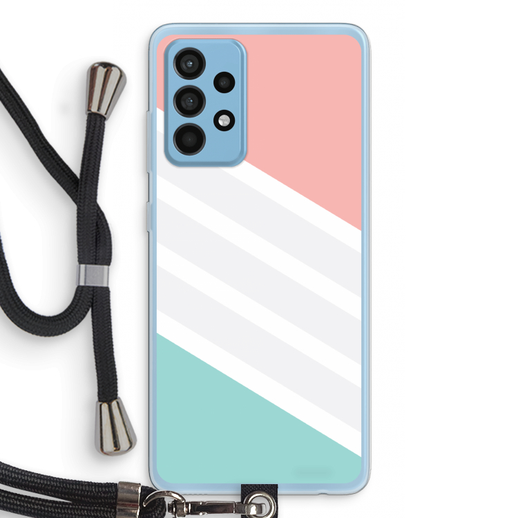 Strepen pastel: Samsung Galaxy A52 Transparant Hoesje met koord