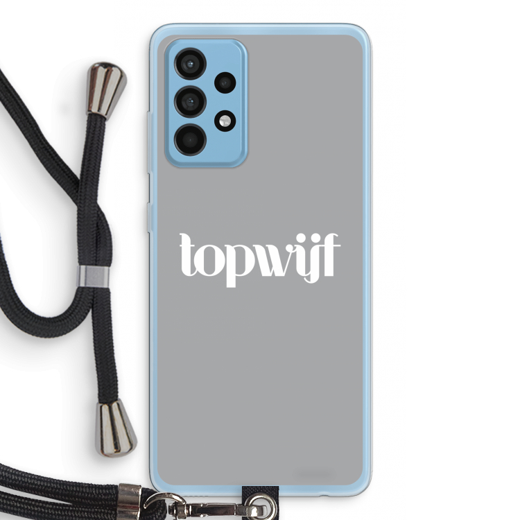 Topwijf Grijs Wit: Samsung Galaxy A52 Transparant Hoesje met koord