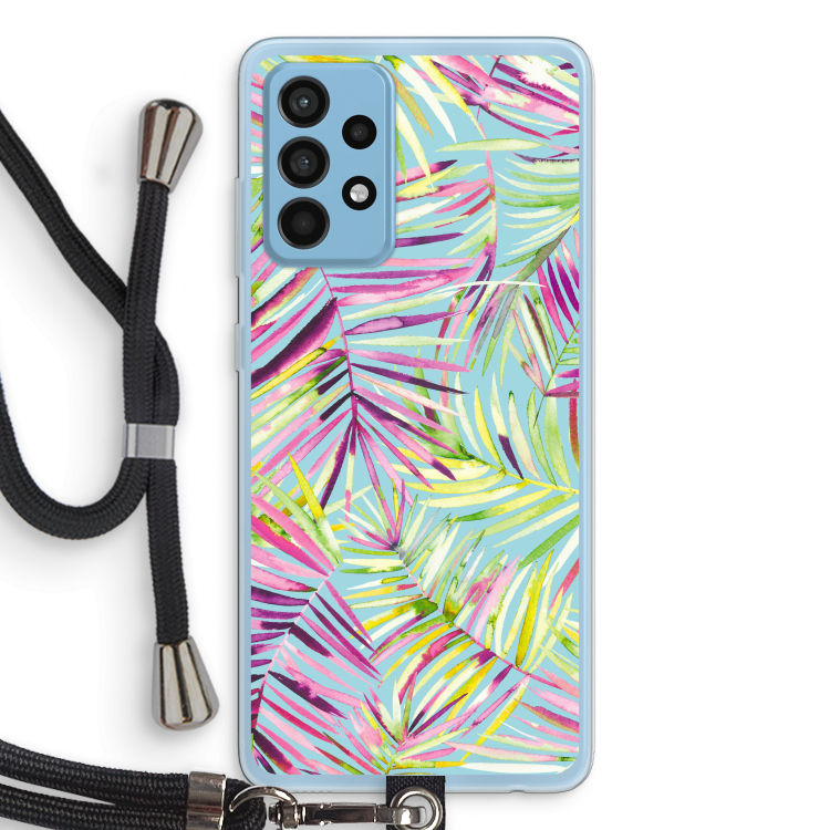 Tropical Palms Blue: Samsung Galaxy A52 Transparant Hoesje met koord
