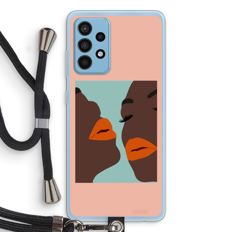 Orange lips: Samsung Galaxy A52 Transparant Hoesje met koord