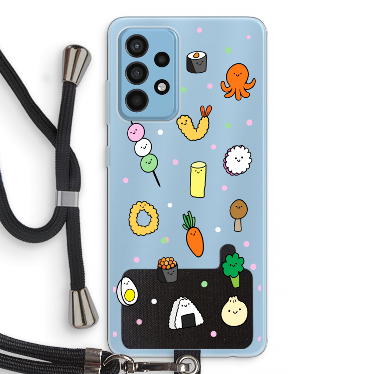 Happy bento friends: Samsung Galaxy A52 Transparant Hoesje met koord