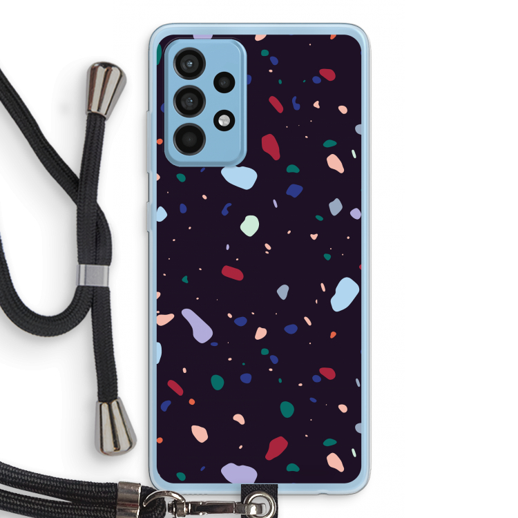 Dark Rounded Terrazzo: Samsung Galaxy A52 Transparant Hoesje met koord