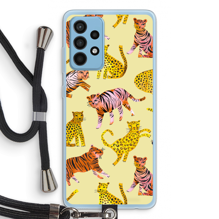 Cute Tigers and Leopards: Samsung Galaxy A52 Transparant Hoesje met koord