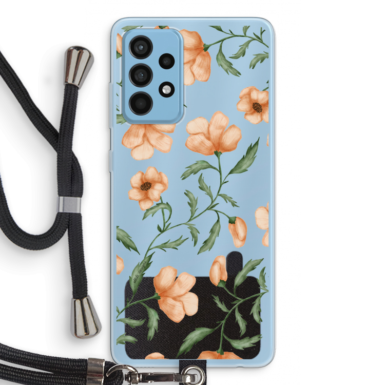 Peachy flowers: Samsung Galaxy A52 Transparant Hoesje met koord