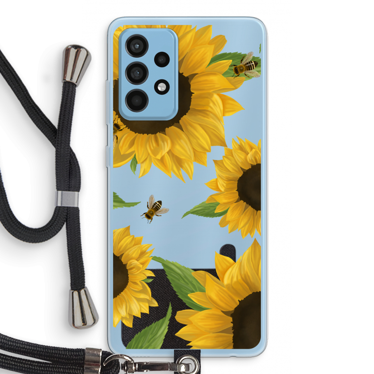 Sunflower and bees: Samsung Galaxy A52 Transparant Hoesje met koord