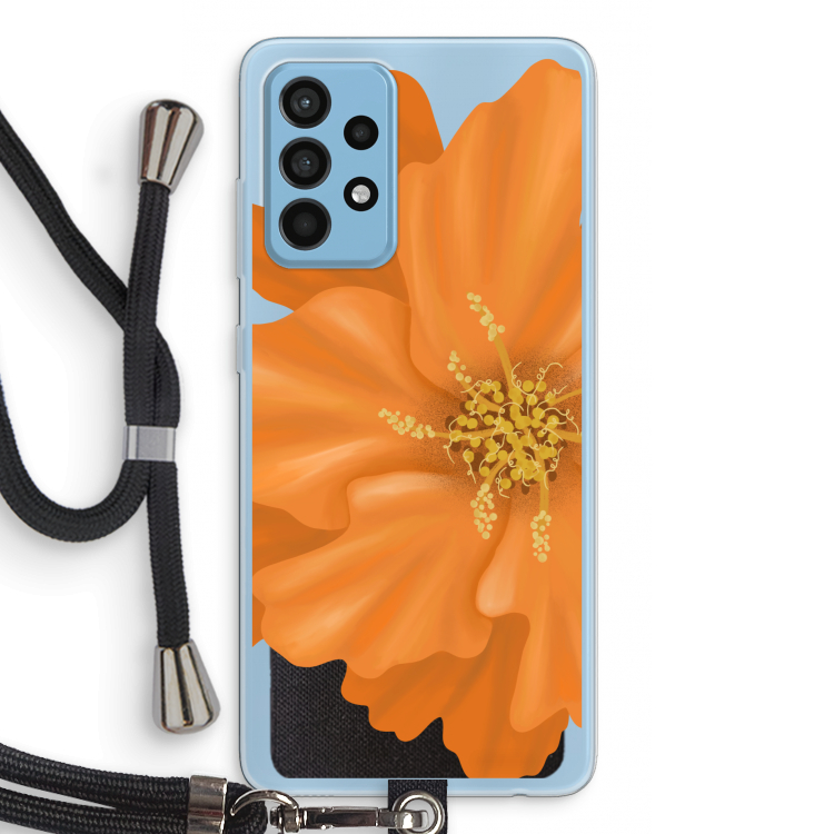 Orange Ellila flower: Samsung Galaxy A52 Transparant Hoesje met koord