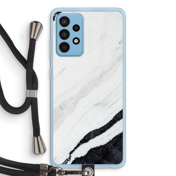 Elegante marmer: Samsung Galaxy A52 Transparant Hoesje met koord