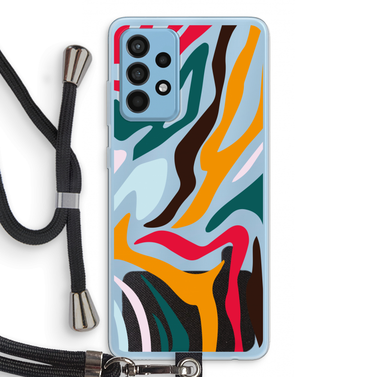 Colored Zebra: Samsung Galaxy A52 Transparant Hoesje met koord