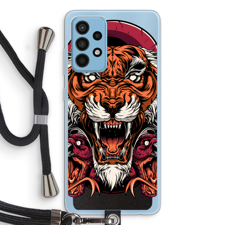 Tiger and Rattlesnakes: Samsung Galaxy A52 Transparant Hoesje met koord
