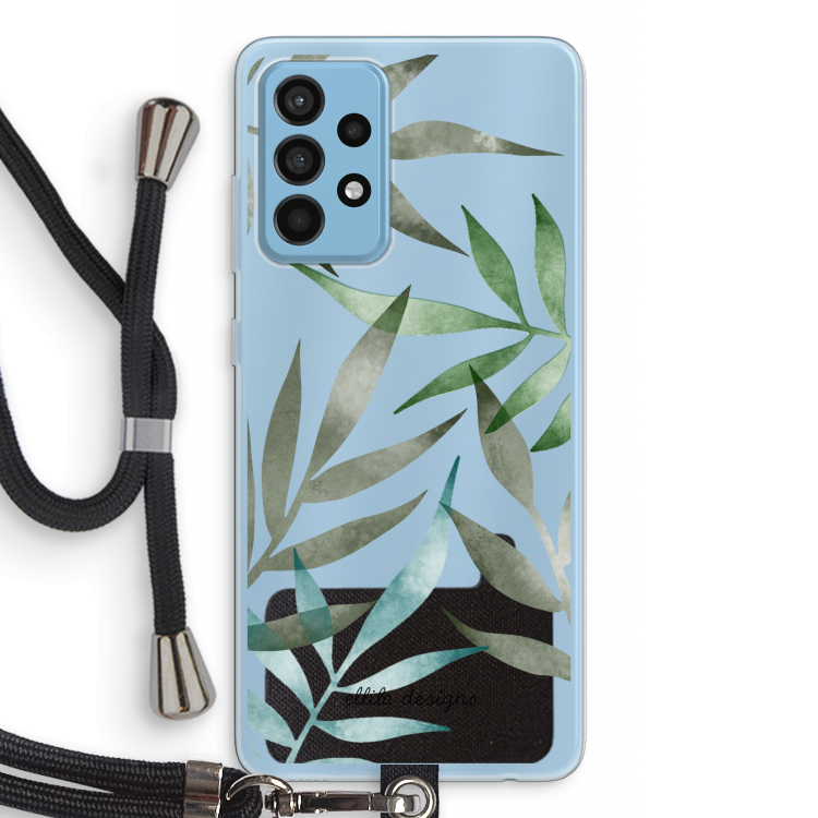 Tropical watercolor leaves: Samsung Galaxy A52 Transparant Hoesje met koord