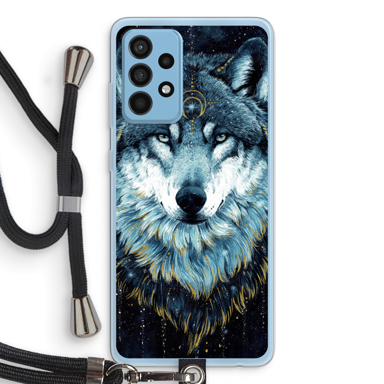 Darkness Wolf: Samsung Galaxy A52 Transparant Hoesje met koord