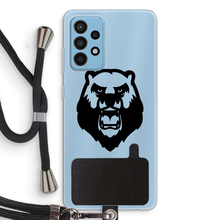 Angry Bear (black): Samsung Galaxy A52 Transparant Hoesje met koord