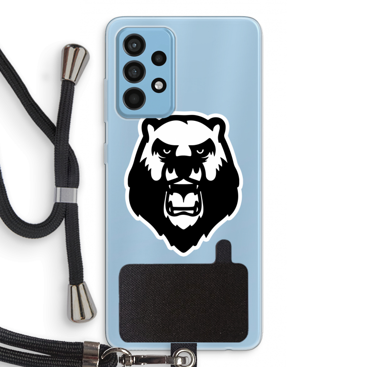 Angry Bear (white): Samsung Galaxy A52 Transparant Hoesje met koord