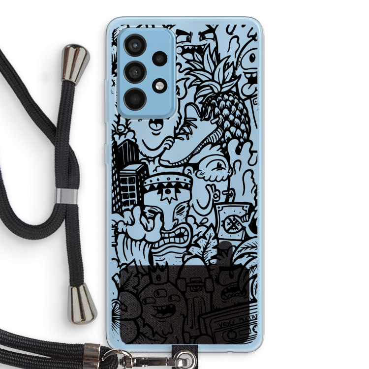 Vexx Black Mixtape: Samsung Galaxy A52 Transparant Hoesje met koord