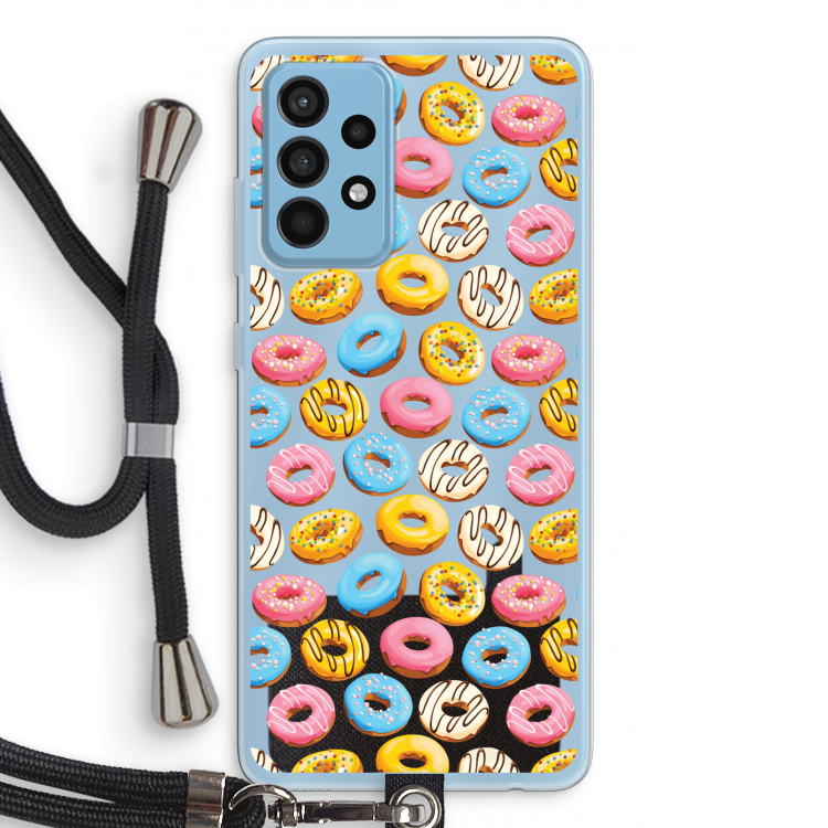 Pink donuts: Samsung Galaxy A52 Transparant Hoesje met koord