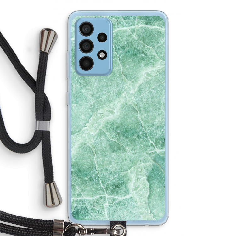 Groen marmer: Samsung Galaxy A52 Transparant Hoesje met koord