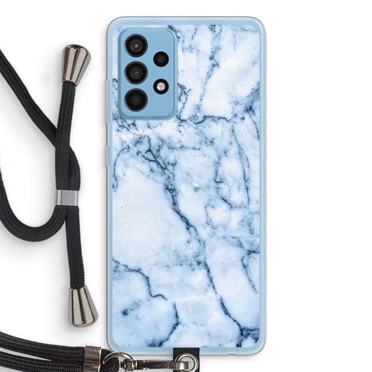 Blauw marmer: Samsung Galaxy A52 Transparant Hoesje met koord