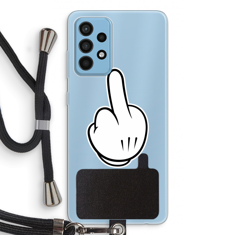 Middle finger black: Samsung Galaxy A52 Transparant Hoesje met koord