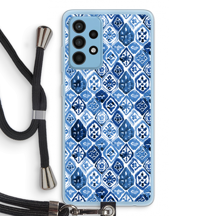 Blauw motief: Samsung Galaxy A52 Transparant Hoesje met koord