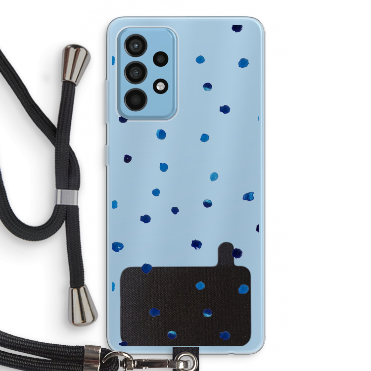 Blauwe stippen: Samsung Galaxy A52 Transparant Hoesje met koord