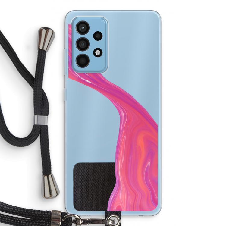 Paarse stroom: Samsung Galaxy A52 Transparant Hoesje met koord