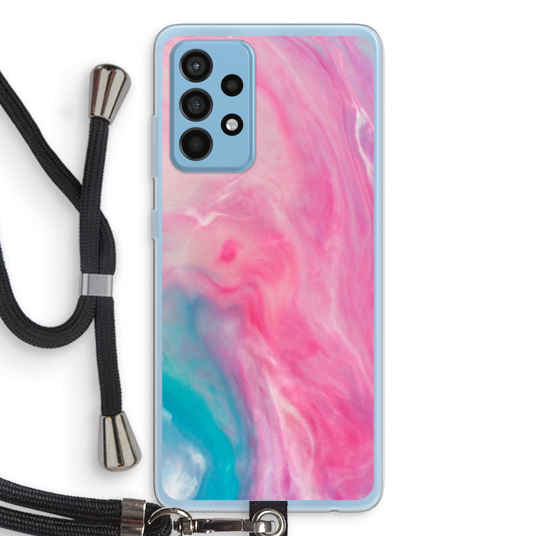 Roze explosie: Samsung Galaxy A52 Transparant Hoesje met koord