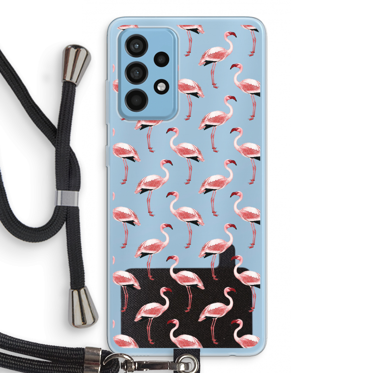 Flamingoprint groen: Samsung Galaxy A52 Transparant Hoesje met koord