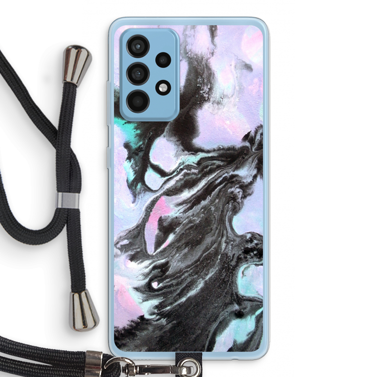Pastel zwart: Samsung Galaxy A52 Transparant Hoesje met koord