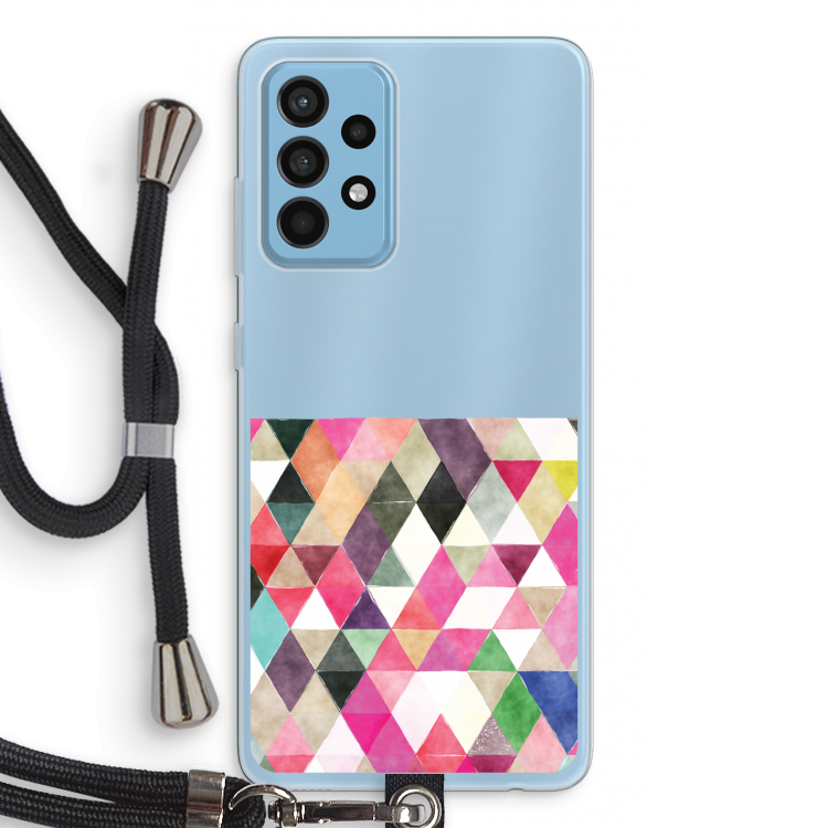 Gekleurde driehoekjes: Samsung Galaxy A52 Transparant Hoesje met koord
