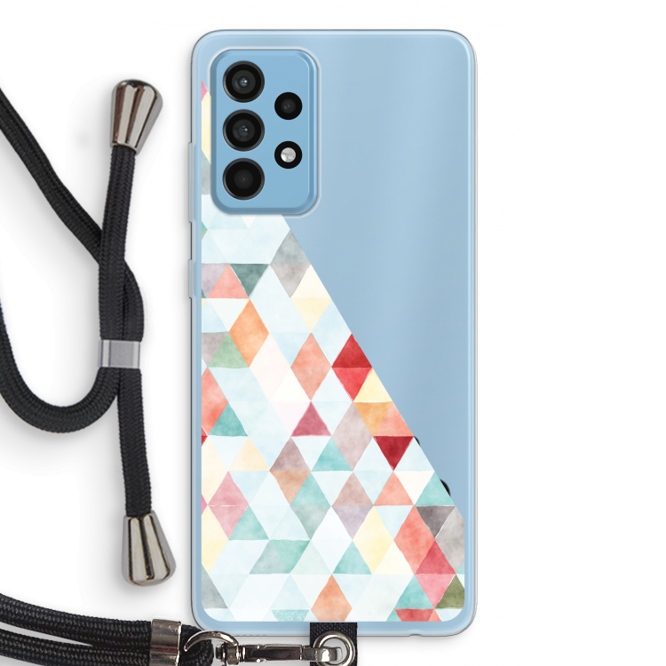 Gekleurde driehoekjes pastel: Samsung Galaxy A52 Transparant Hoesje met koord