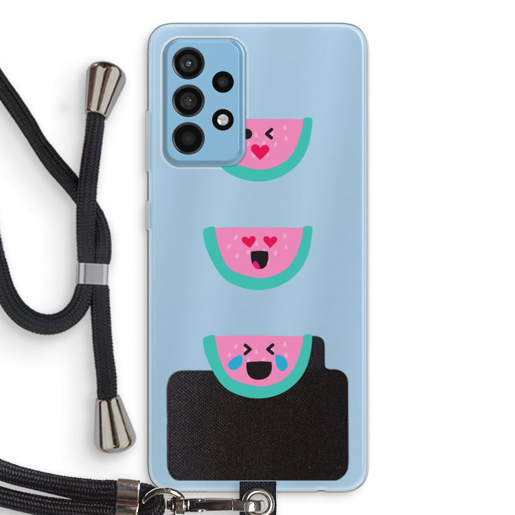 Smiley watermeloen: Samsung Galaxy A52 Transparant Hoesje met koord
