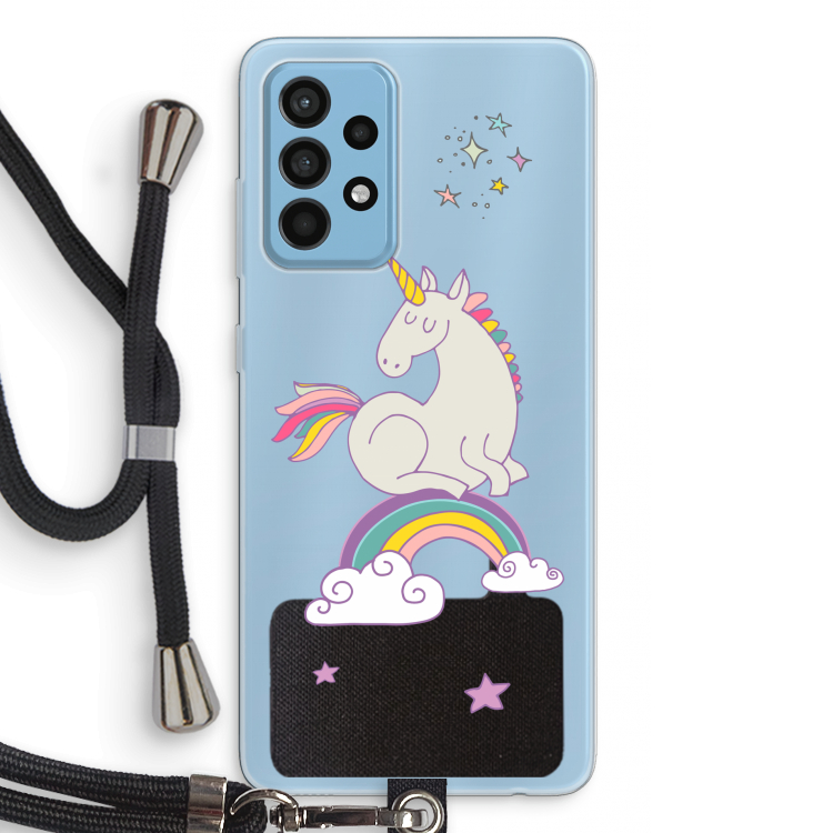 Regenboog eenhoorn: Samsung Galaxy A52 Transparant Hoesje met koord