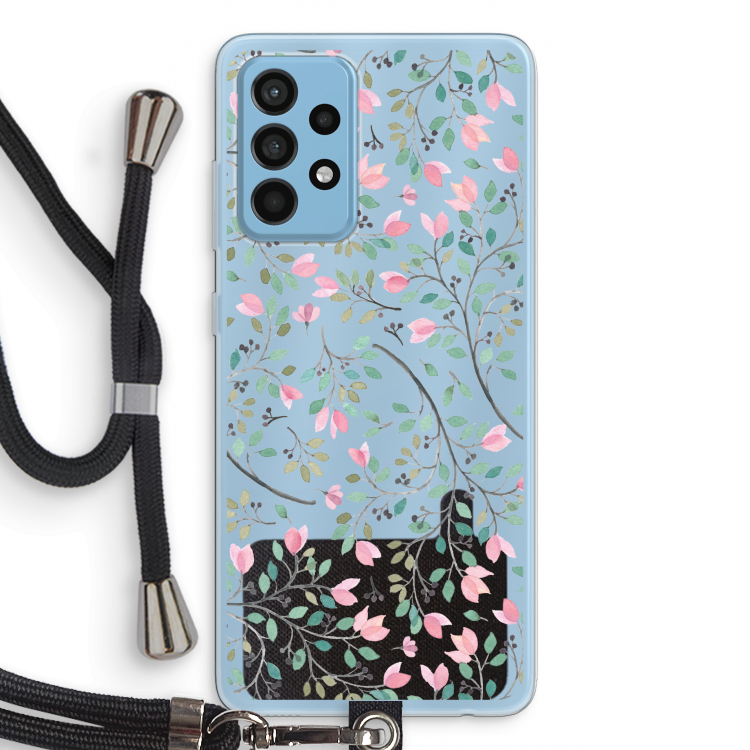 Sierlijke bloemen: Samsung Galaxy A52 Transparant Hoesje met koord