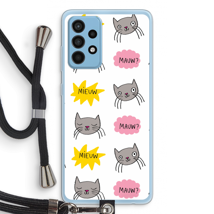Meow: Samsung Galaxy A52 Transparant Hoesje met koord