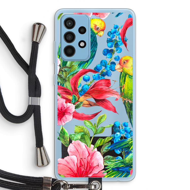 Papegaaien: Samsung Galaxy A52 Transparant Hoesje met koord