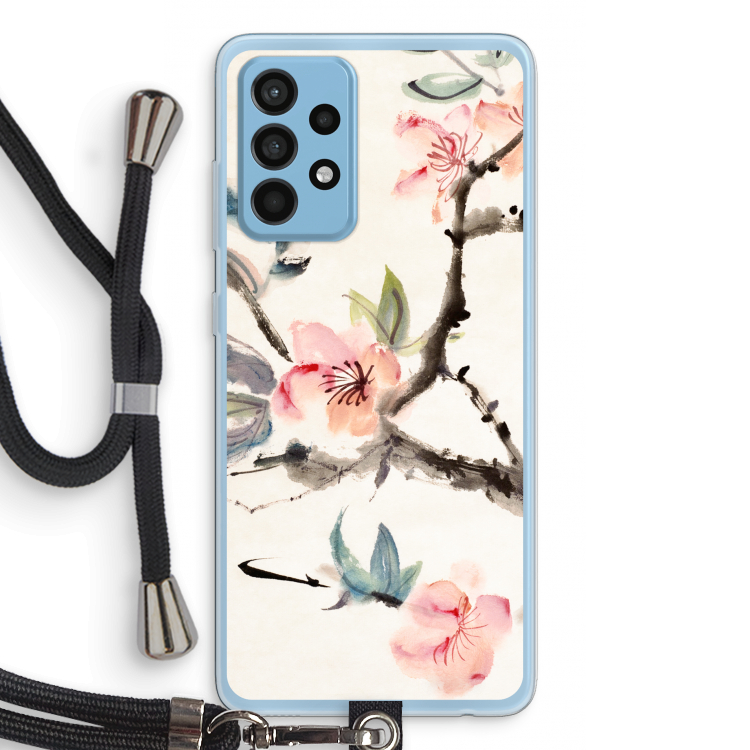 Japanse bloemen: Samsung Galaxy A52 Transparant Hoesje met koord