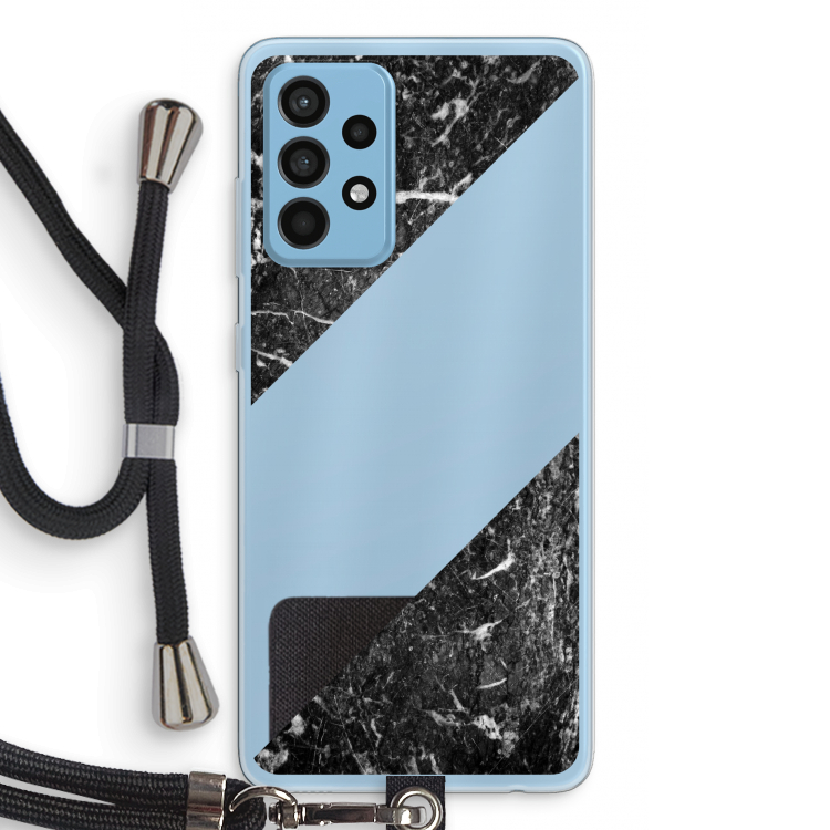 Zwart marmer: Samsung Galaxy A52 Transparant Hoesje met koord