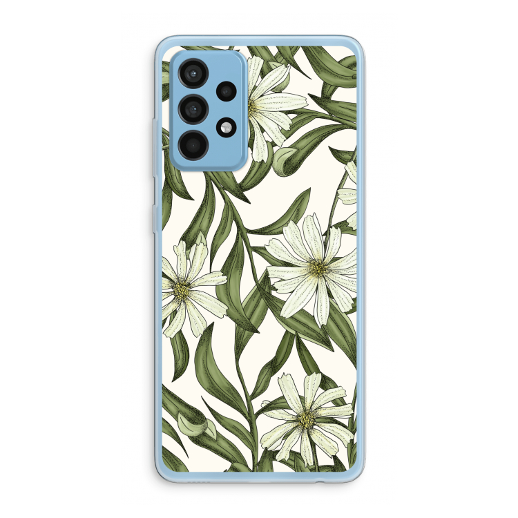 Wit bloemenpatroon: Samsung Galaxy A52 Transparant Hoesje