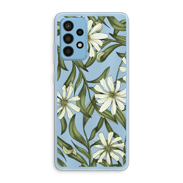 Wit bloemenpatroon: Samsung Galaxy A52 Transparant Hoesje